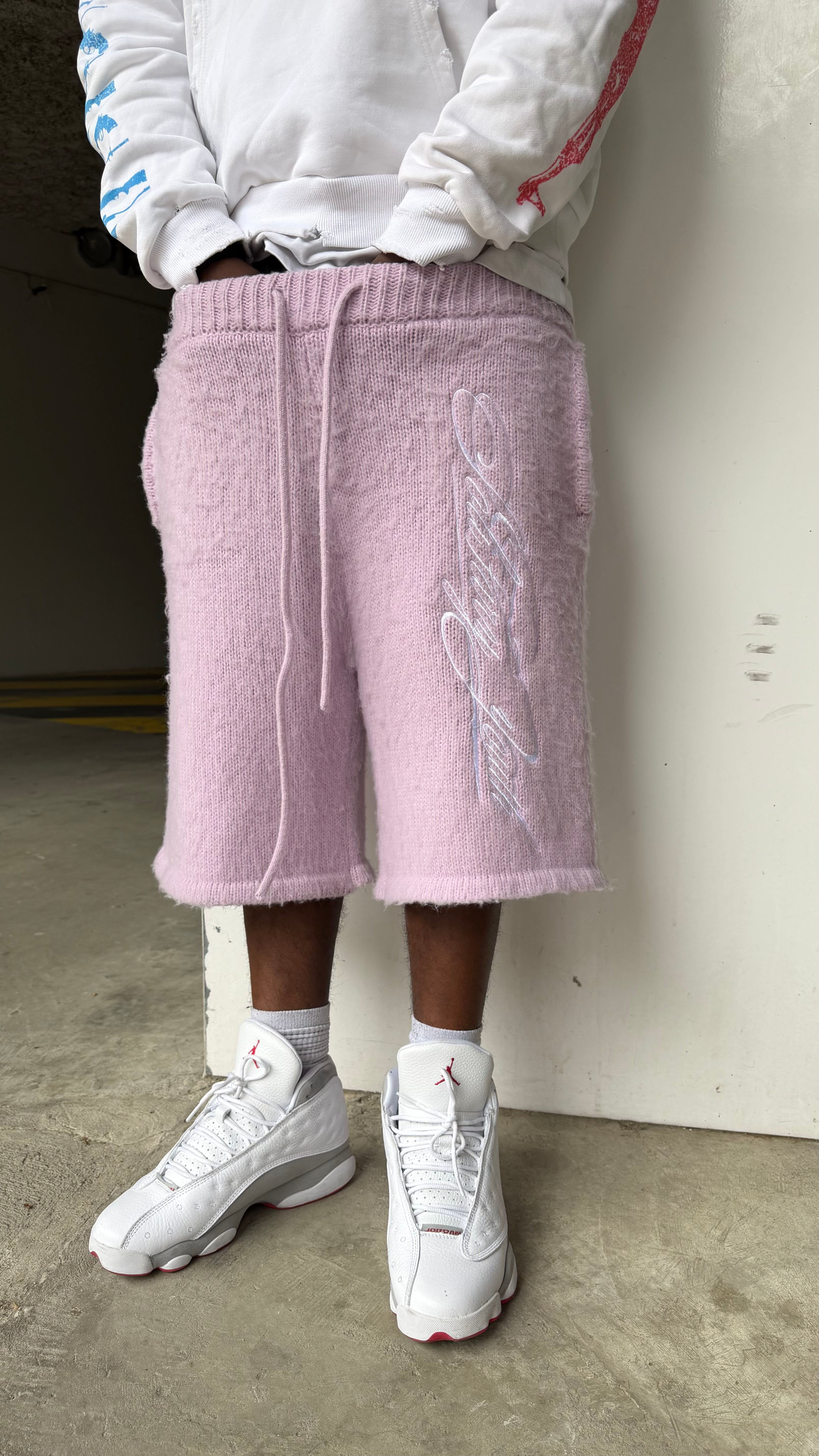 Short mohair embroidery “lavande”