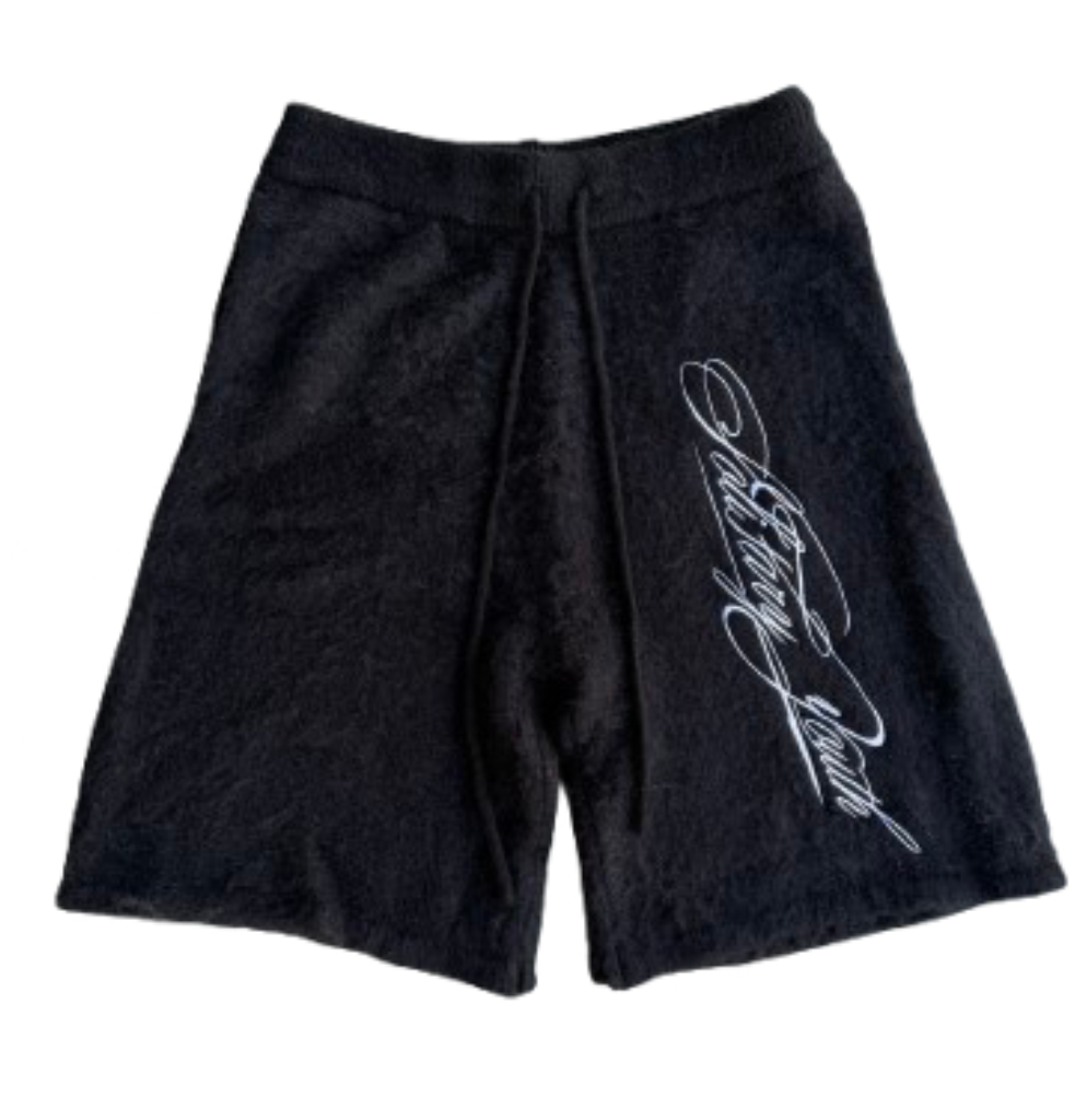 Short mohair embroidery “black”