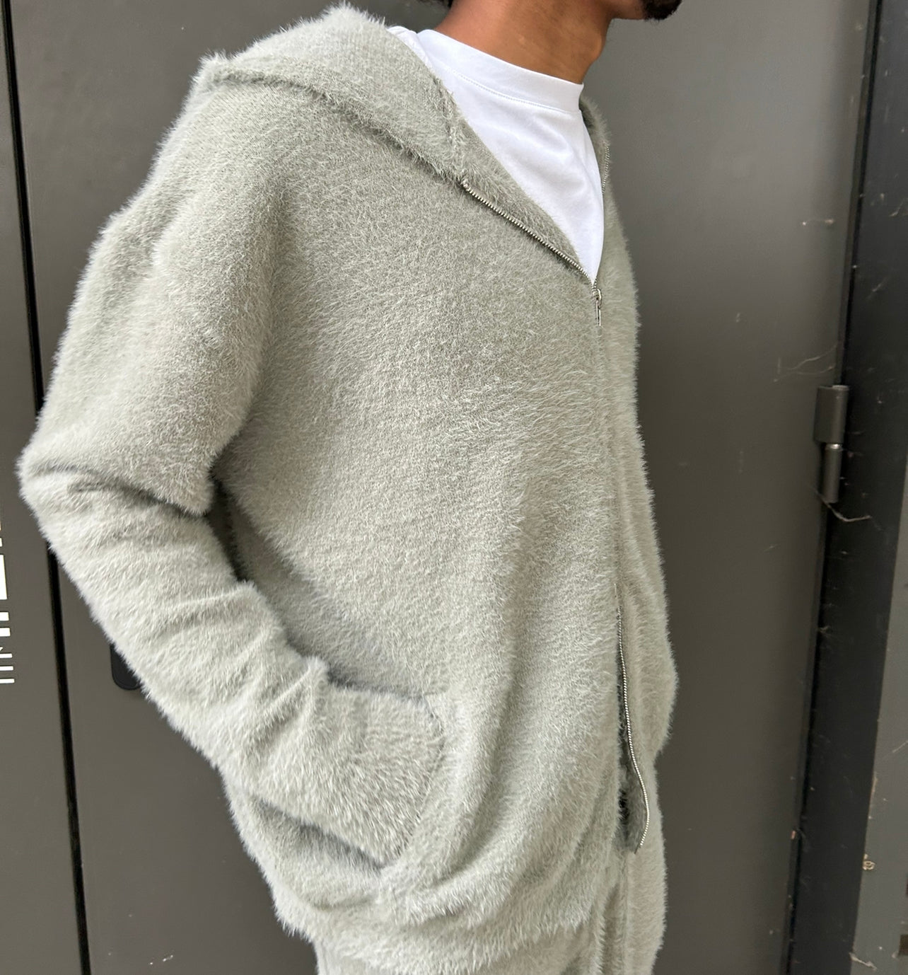 Zipper mohair gris en stock